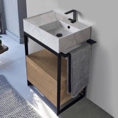 Modern  Console Vanity, Marble Style Sink, 27 inch